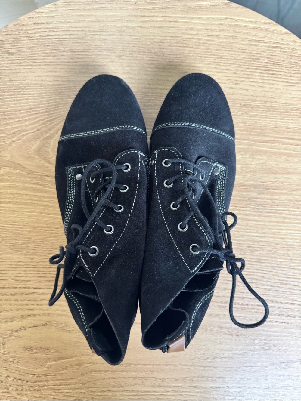 Diba ELI Black Suede Leather Western Cowboy Boot Cowgirl Festival Lace Up Oxford - Picture 4 of 8